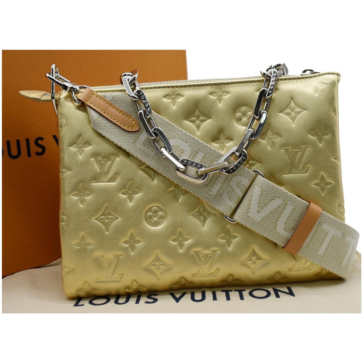 LOUIS VUITTON Coussin PM Monogram Embossed Shoulder Bag Gold