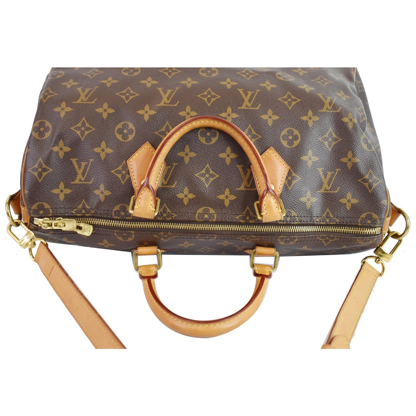LOUIS VUITTON Speedy 35 Bandouliere Monogram Canvas Shoulder Bag Brown