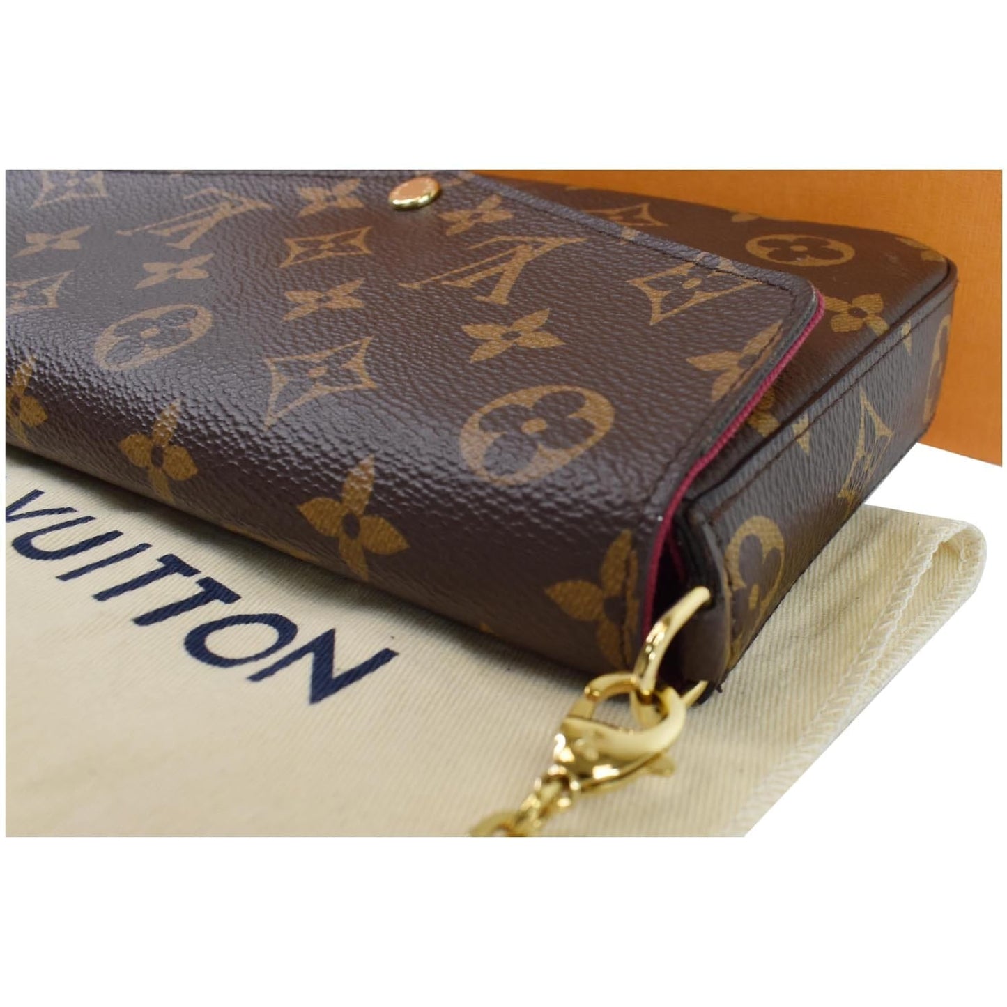 LOUIS VUITTON Pochette Felicie Monogram Canvas Crossbody Bag Brown