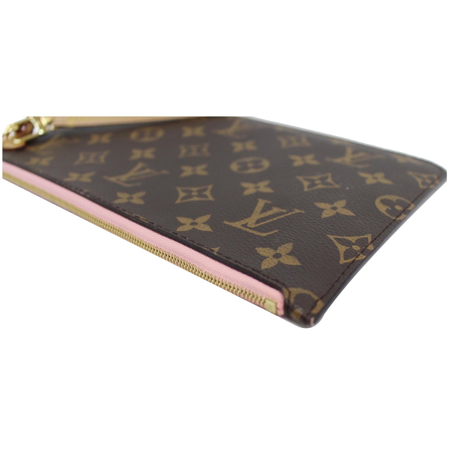 LOUIS VUITTON Pochette Wristlet Pouch Monogram Canvas Neverfull MM Rose Ballerine