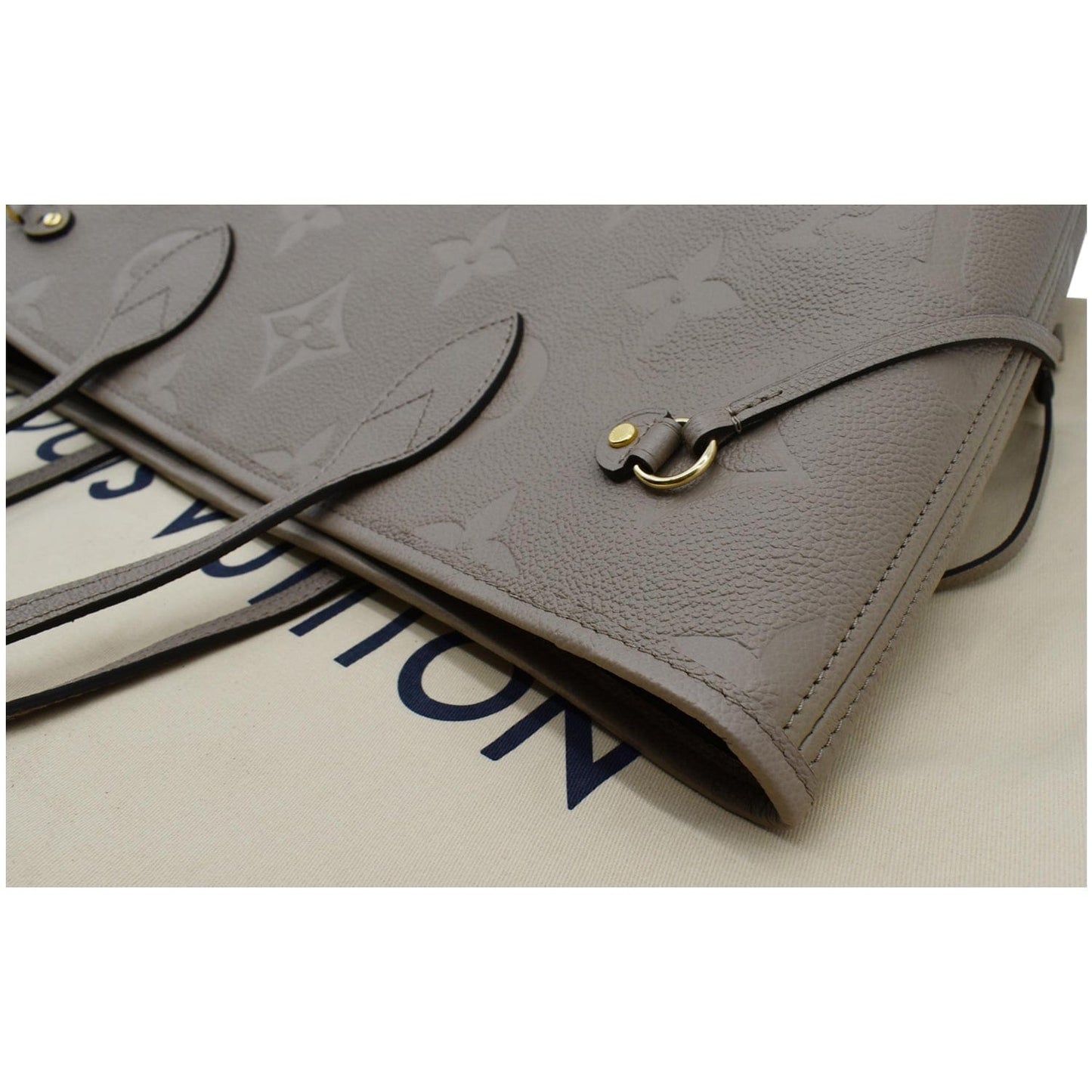 LOUIS VUITTON Neverfull MM Monogram Empreinte Tote Bag Beige
