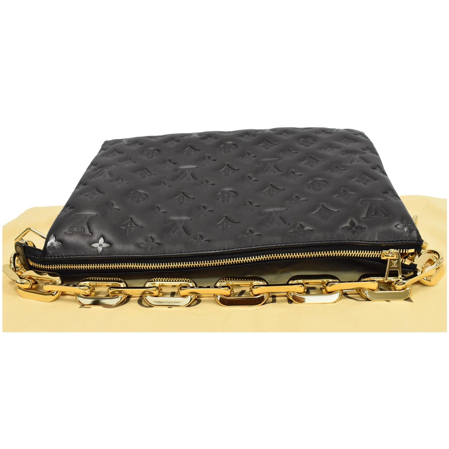 LOUIS VUITTON Coussin MM Monogram Embossed Shoulder Bag Black