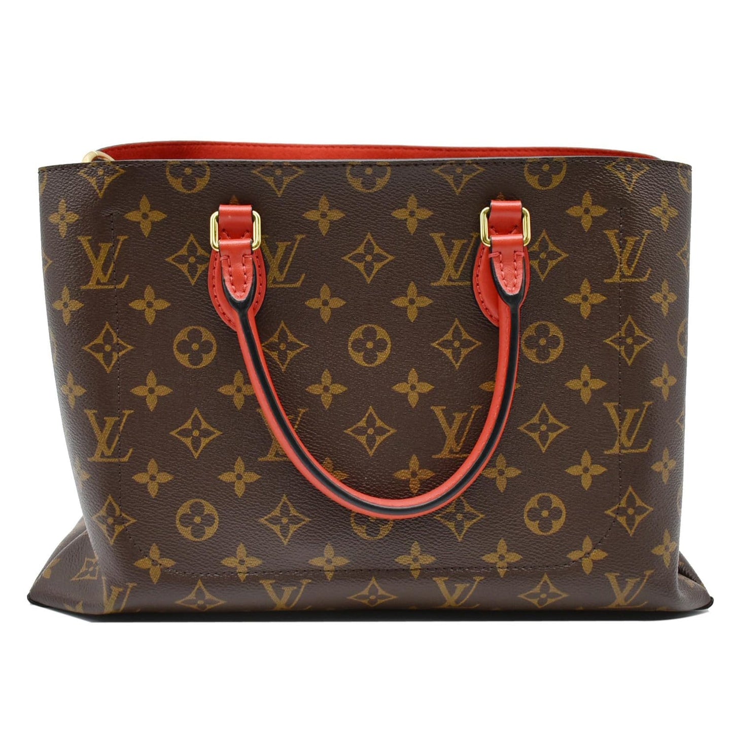LOUIS VUITTON Flower Monogram Canvas Tote Bag Red