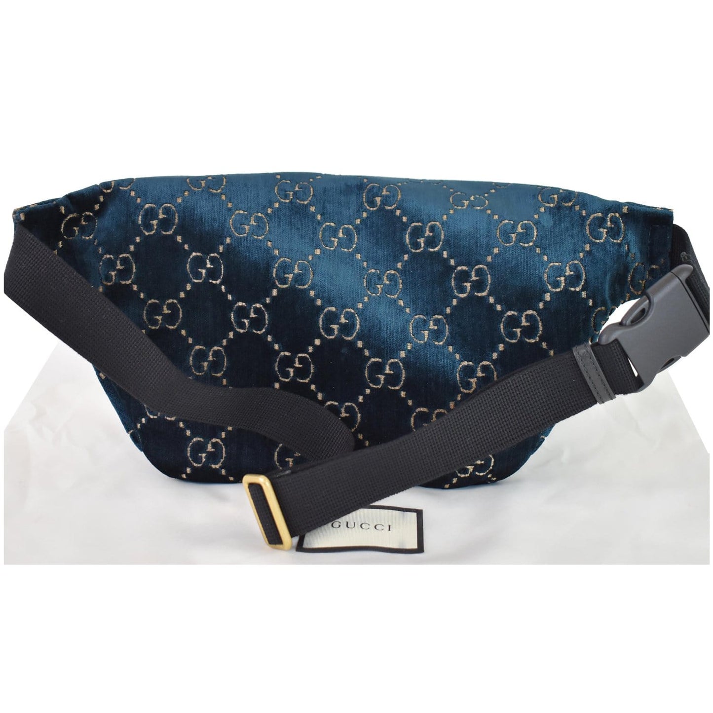 GUCCI GG Monogram Velvet Belt Bumbag Dark Blue 574968