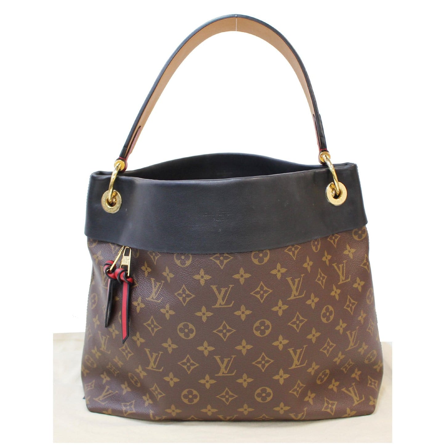 LOUIS VUITTON Tuileries Monogram Canvas Hobo Bag Black