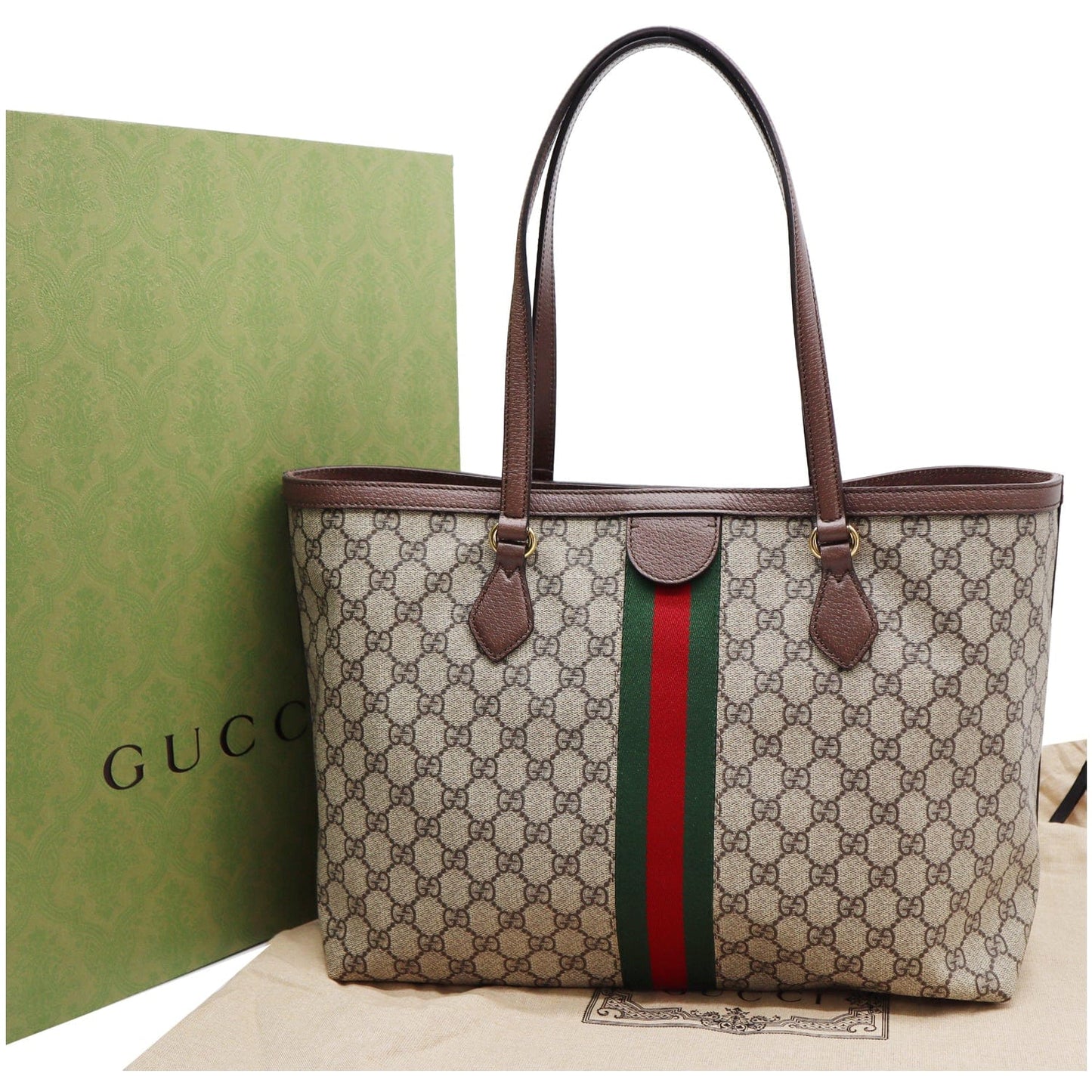 GUCCI Ophidia Medium GG Supreme Canvas Tote Bag Beige 631685