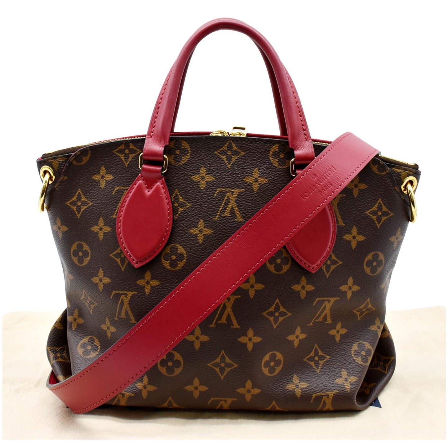 LOUIS VUITTON Flower Zipped PM Monogram Canvas Tote Bag Brown