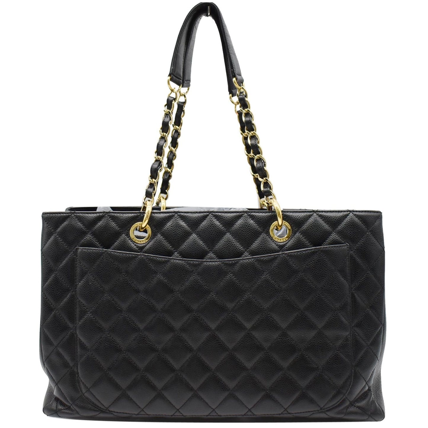 CHANEL XL Grand Quilted Caviar Leather Shopping Tote Bag Black