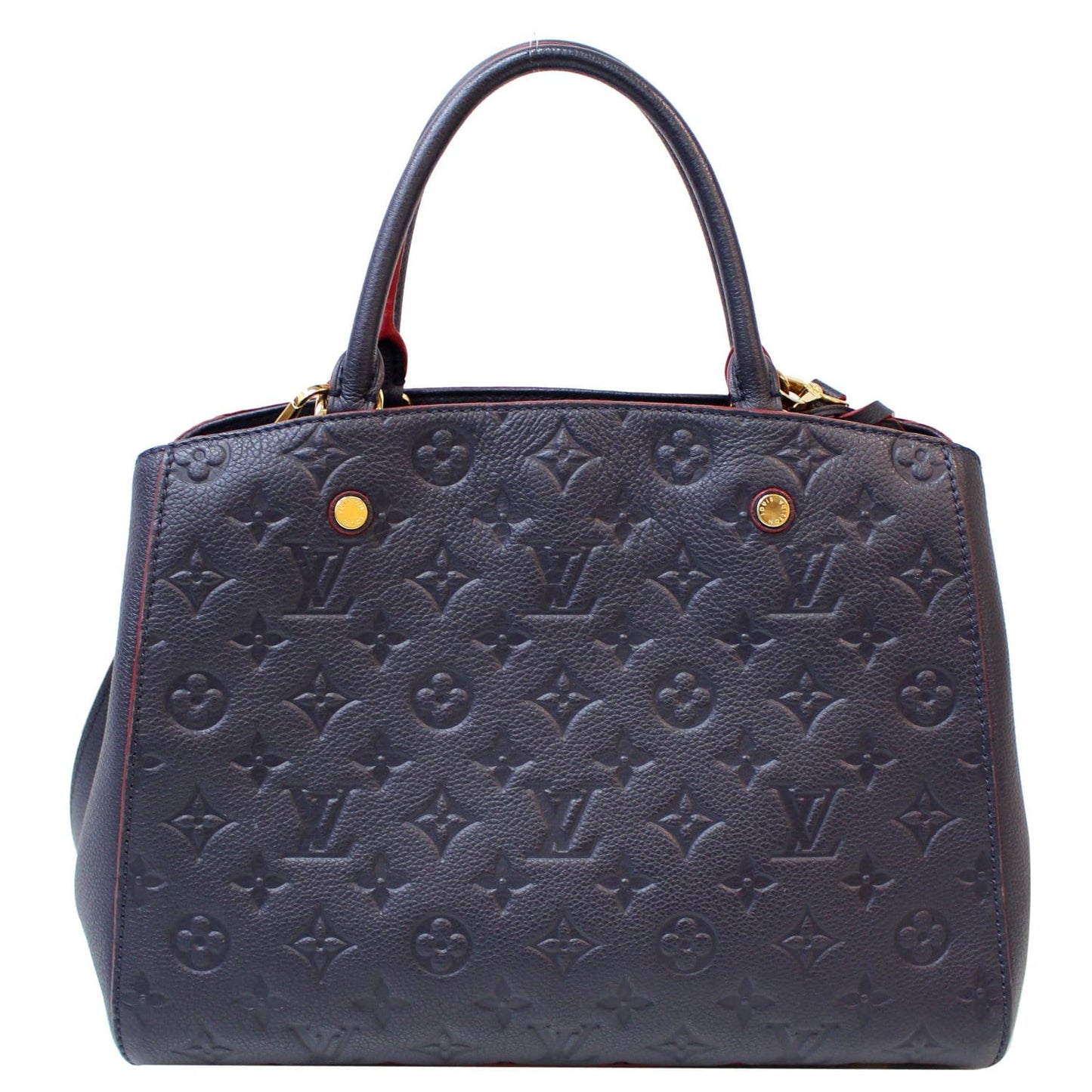LOUIS VUITTON Montaigne MM Monogram Empreinte Shoulder Bag Blue