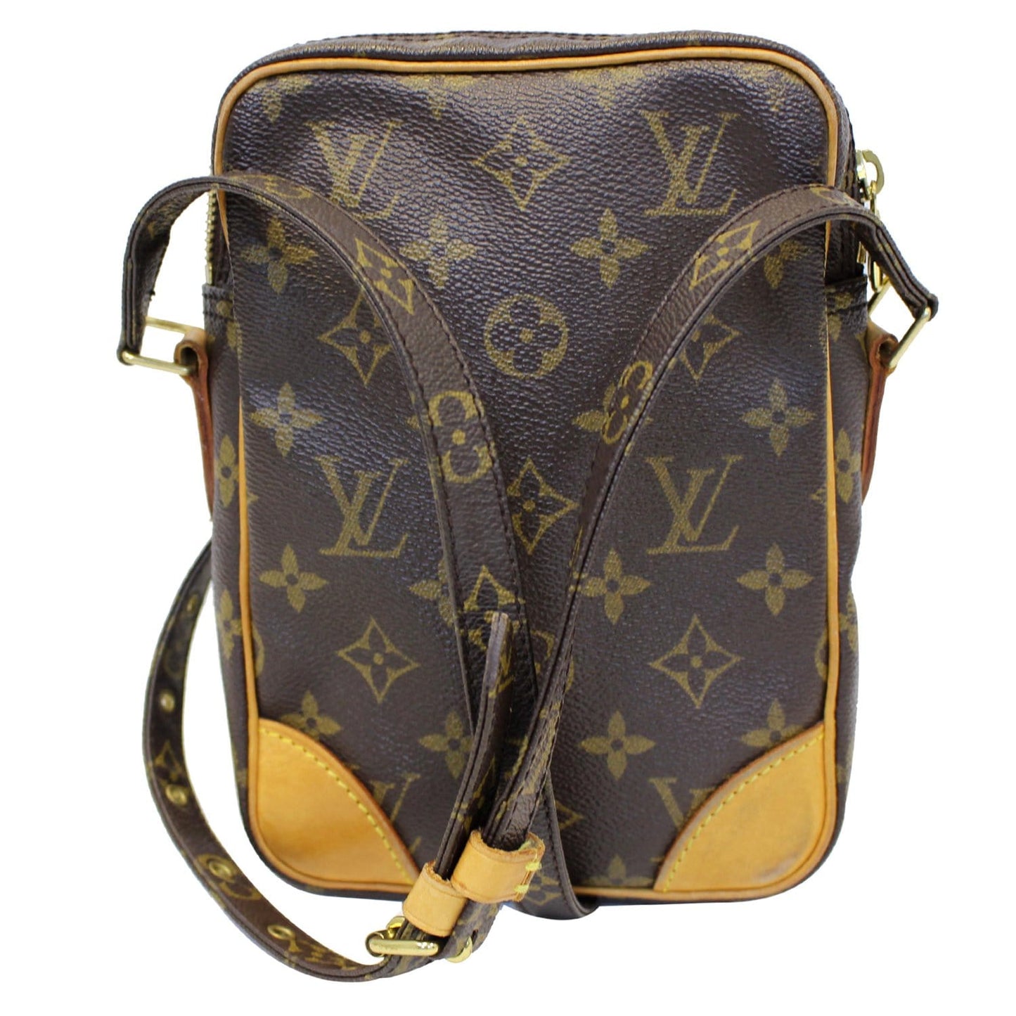 LOUIS VUITTON Danube Monogram Canvas Crossbody Bag Brown