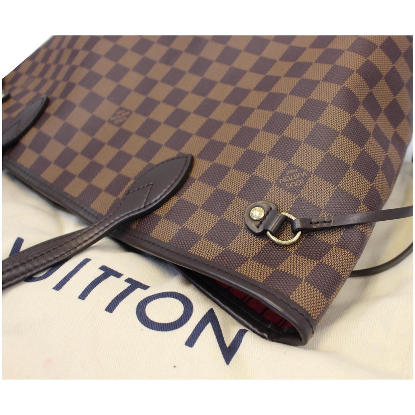 LOUIS VUITTON Neverfull MM Damier Ebene Tote Shoulder Bag Brown