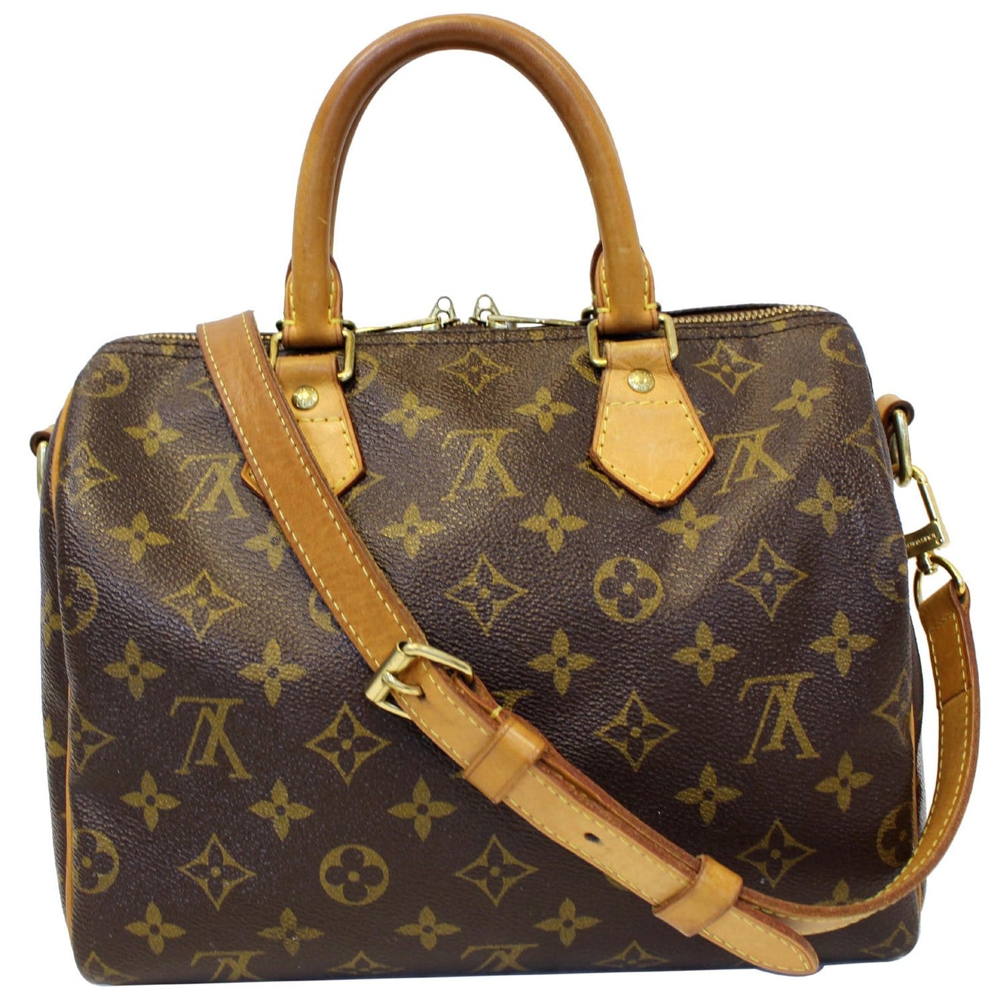 LOUIS VUITTON Speedy 25 Bandouliere Monogram Canvas Shoulder Bag Brown