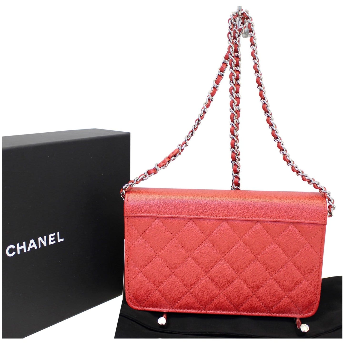 CHANEL Wallet on Chain Grained Calfskin Leather Shoulder Crossbody Bag