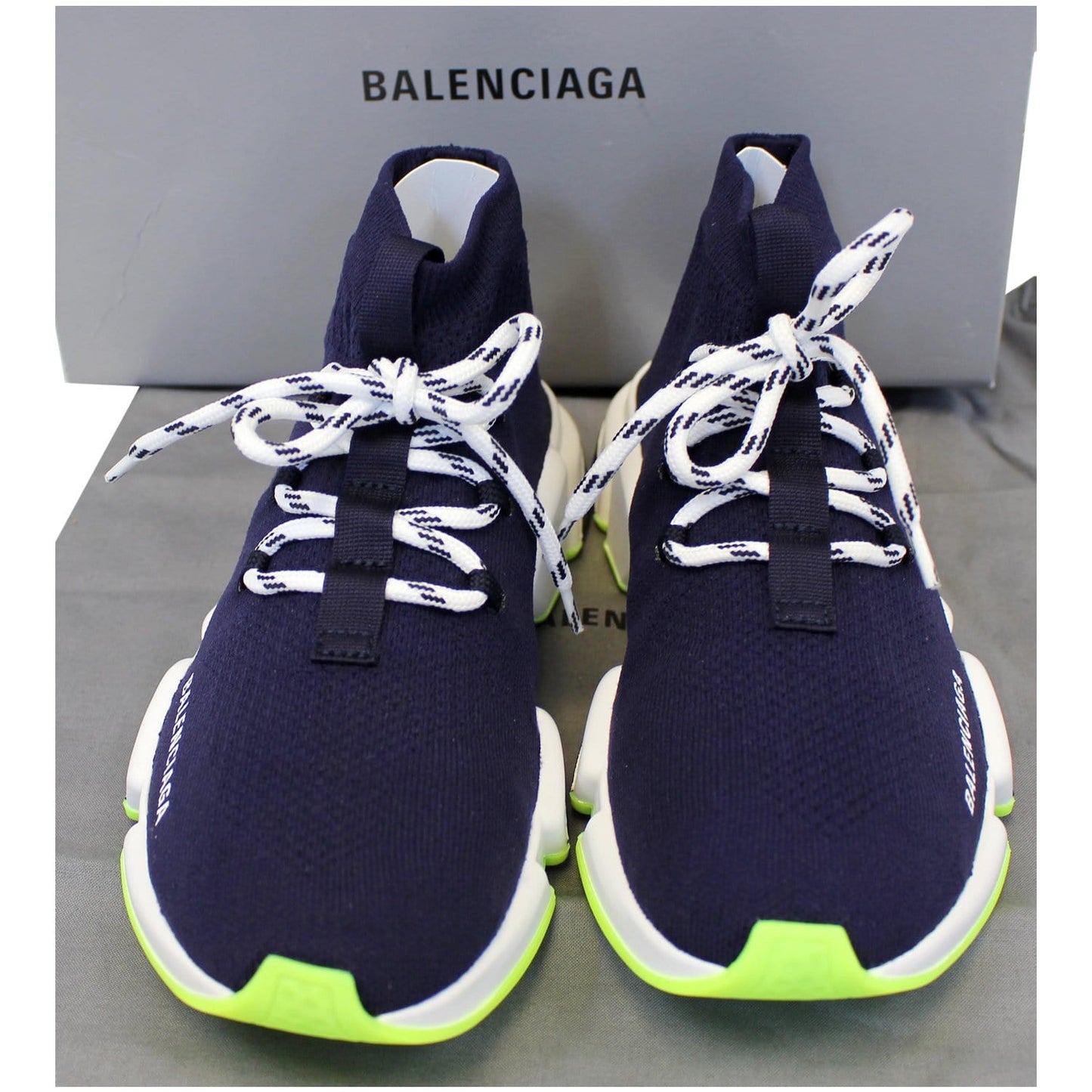 BALENCIAGA Mid Speed Lace-up Sneakers Blue US 9