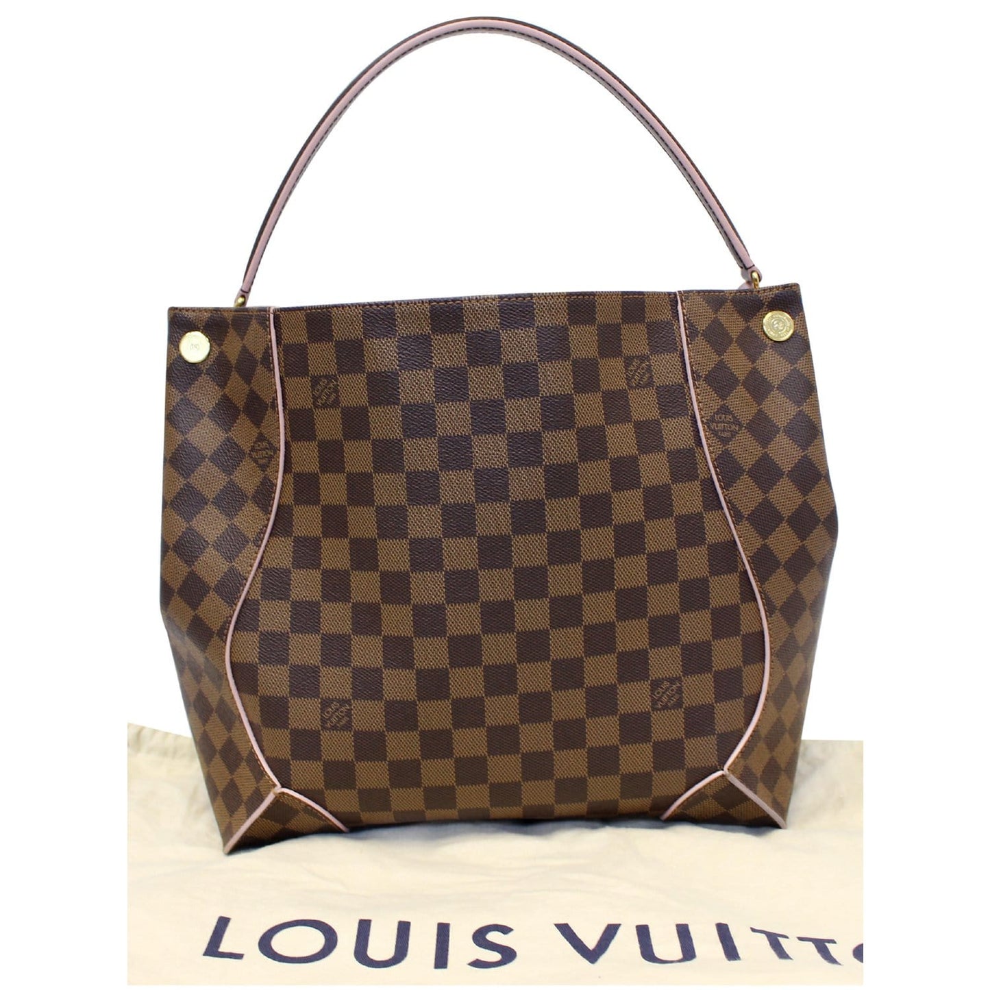 LOUIS VUITTON Caissa Damier Ebene Hobo Bag Rose Ballerine