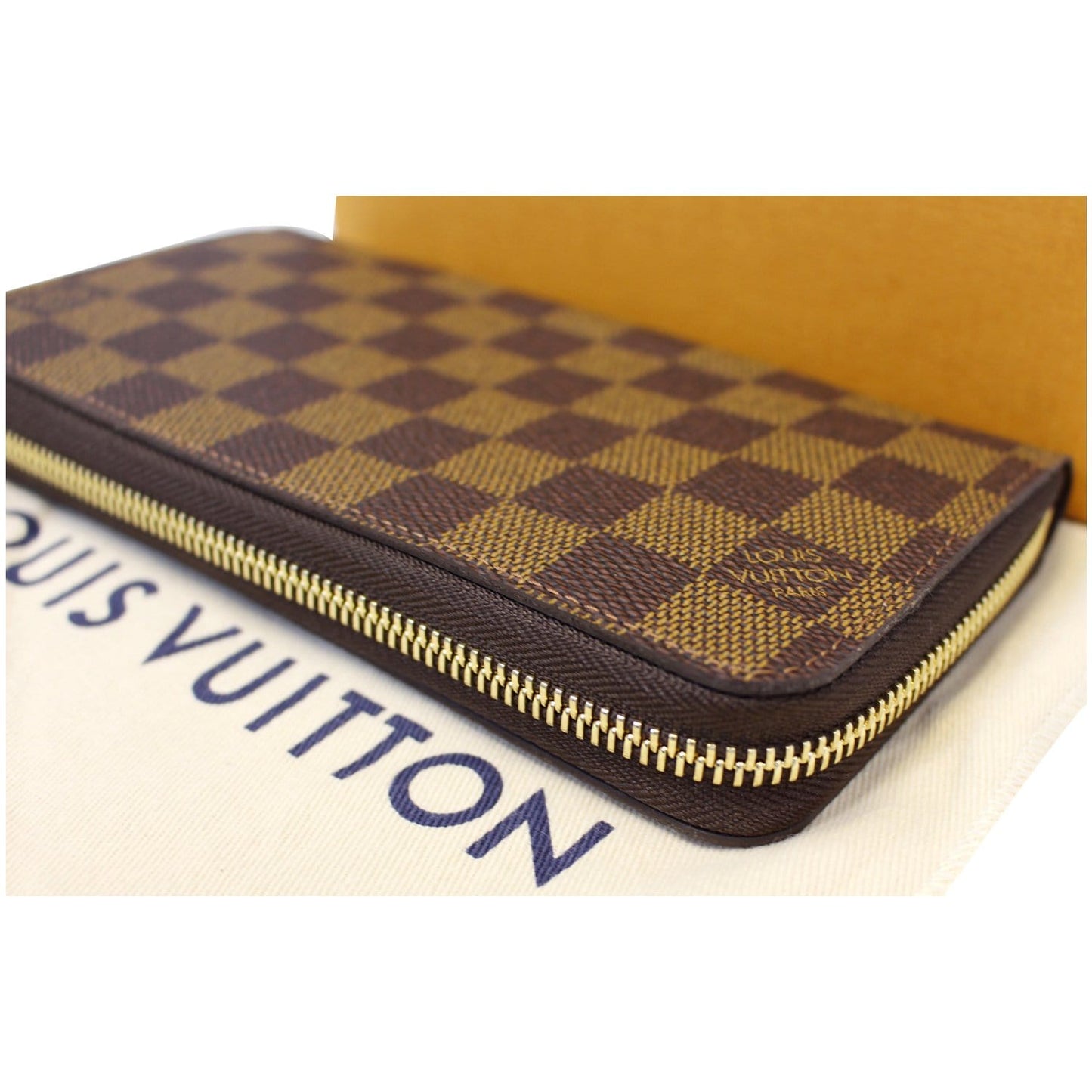 LOUIS VUITTON Zippy Damier Ebene Long Wallet Brown