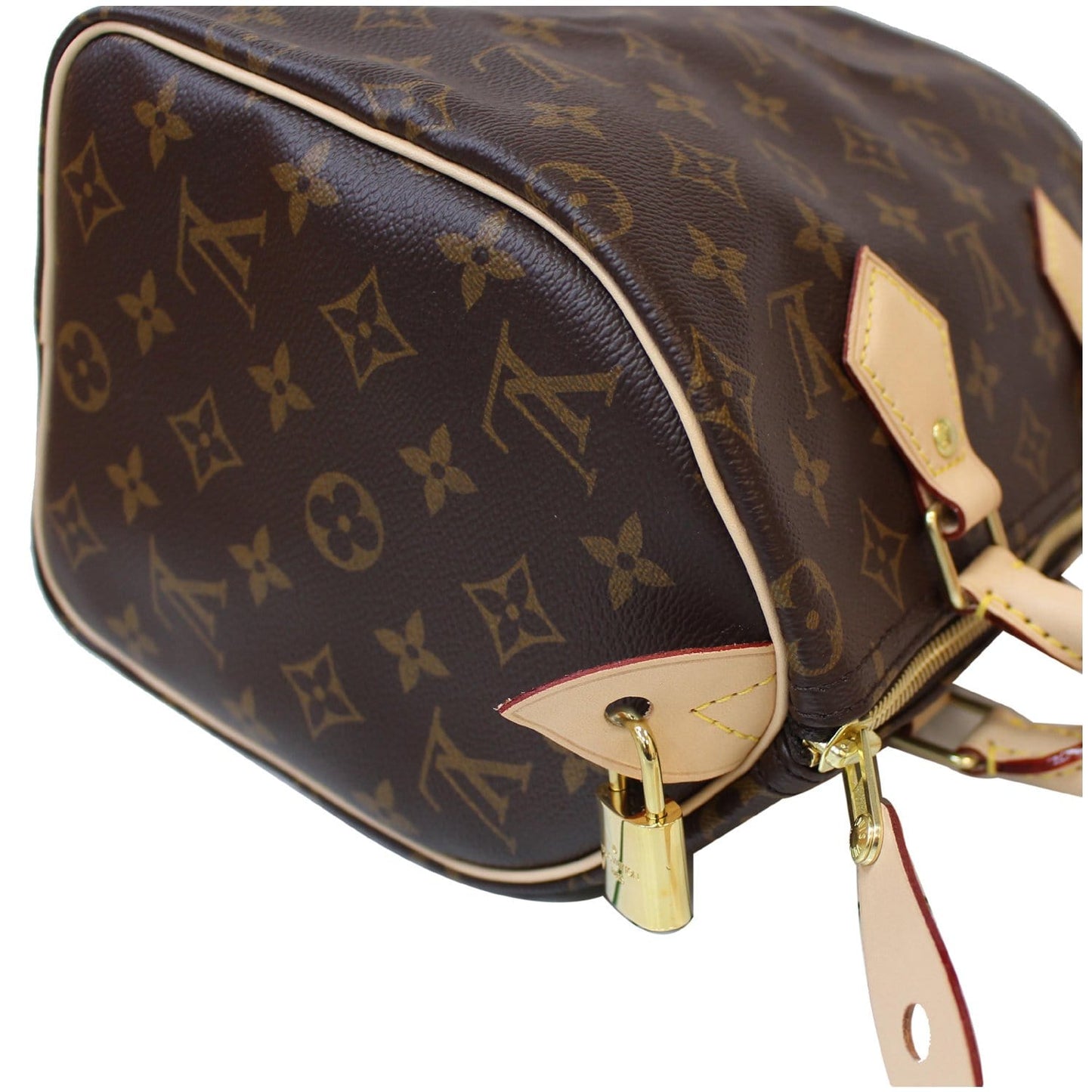 LOUIS VUITTON Speedy 25 Monogram Canvas Satchel Bag Brown