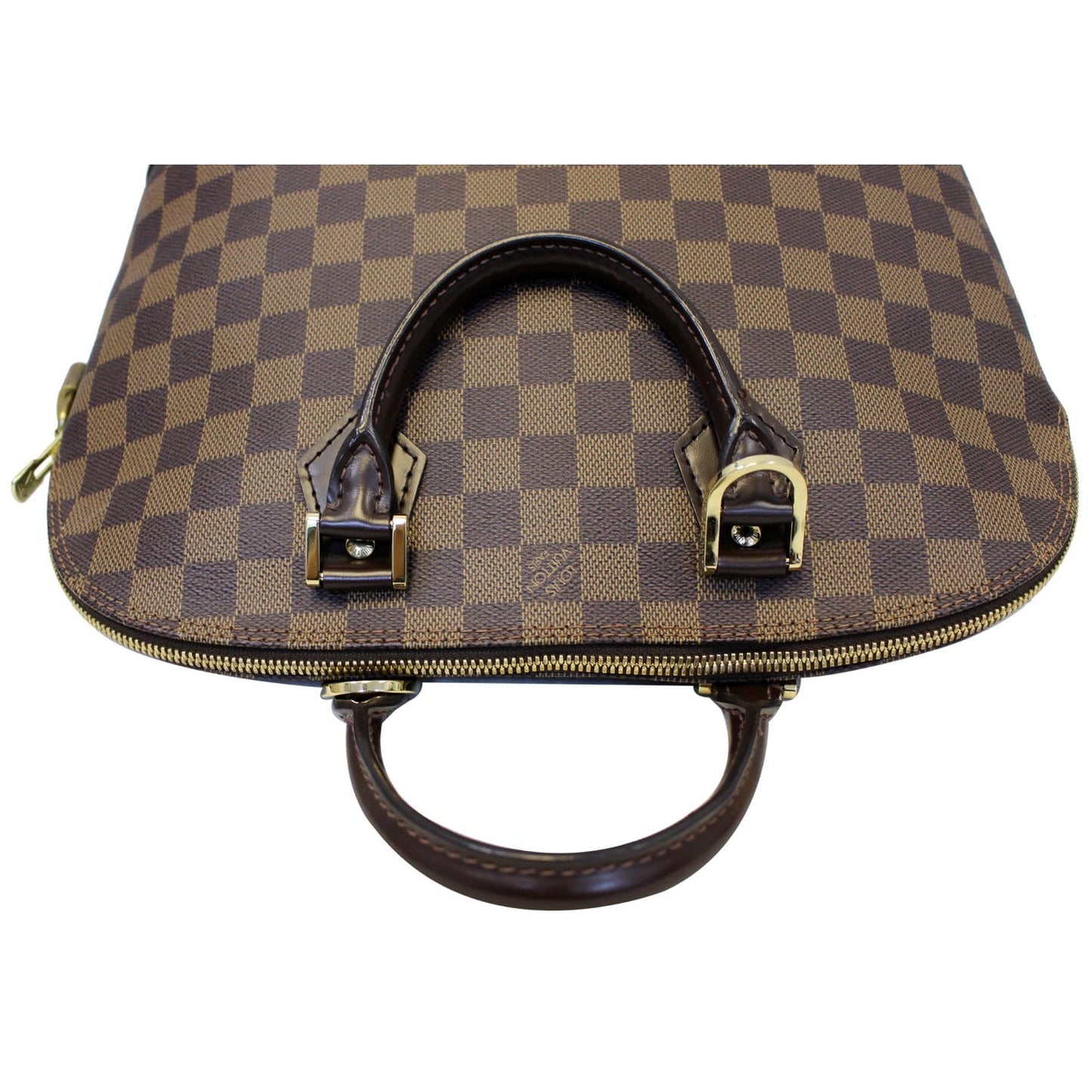 LOUIS VUITTON Alma Damier Ebene Satchel Bag Brown