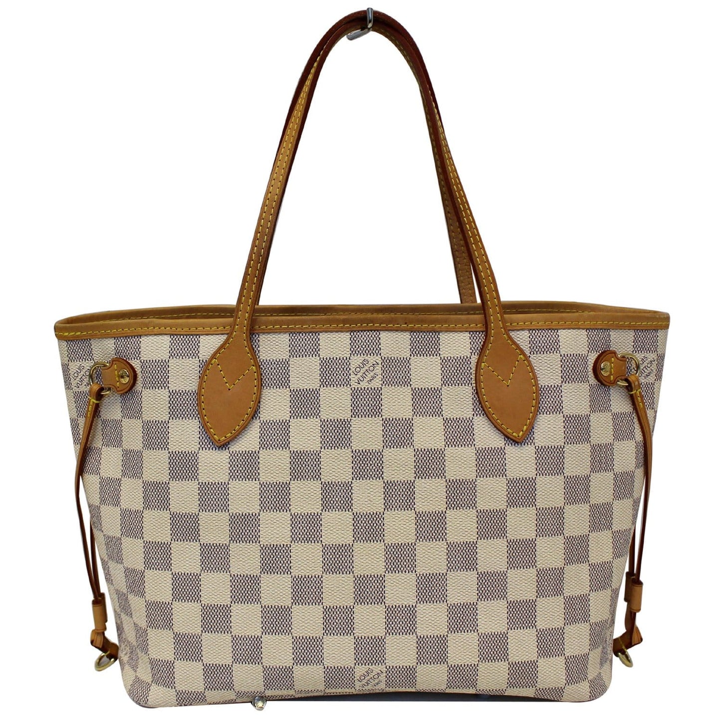 LOUIS VUITTON Neverfull PM Damier Azur Tote Shoulder Bag White
