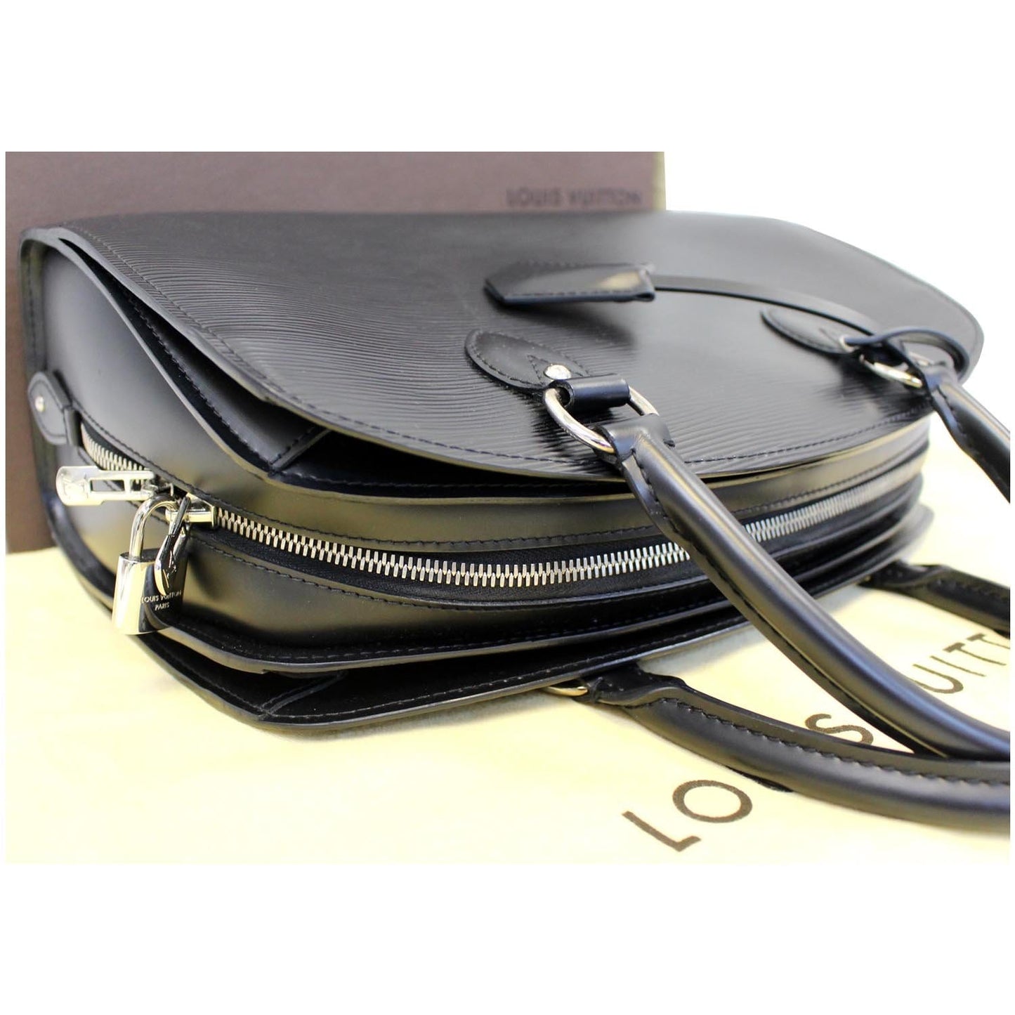 LOUIS VUITTON Pont Neuf PM Epi Leather Satchel Bag Black