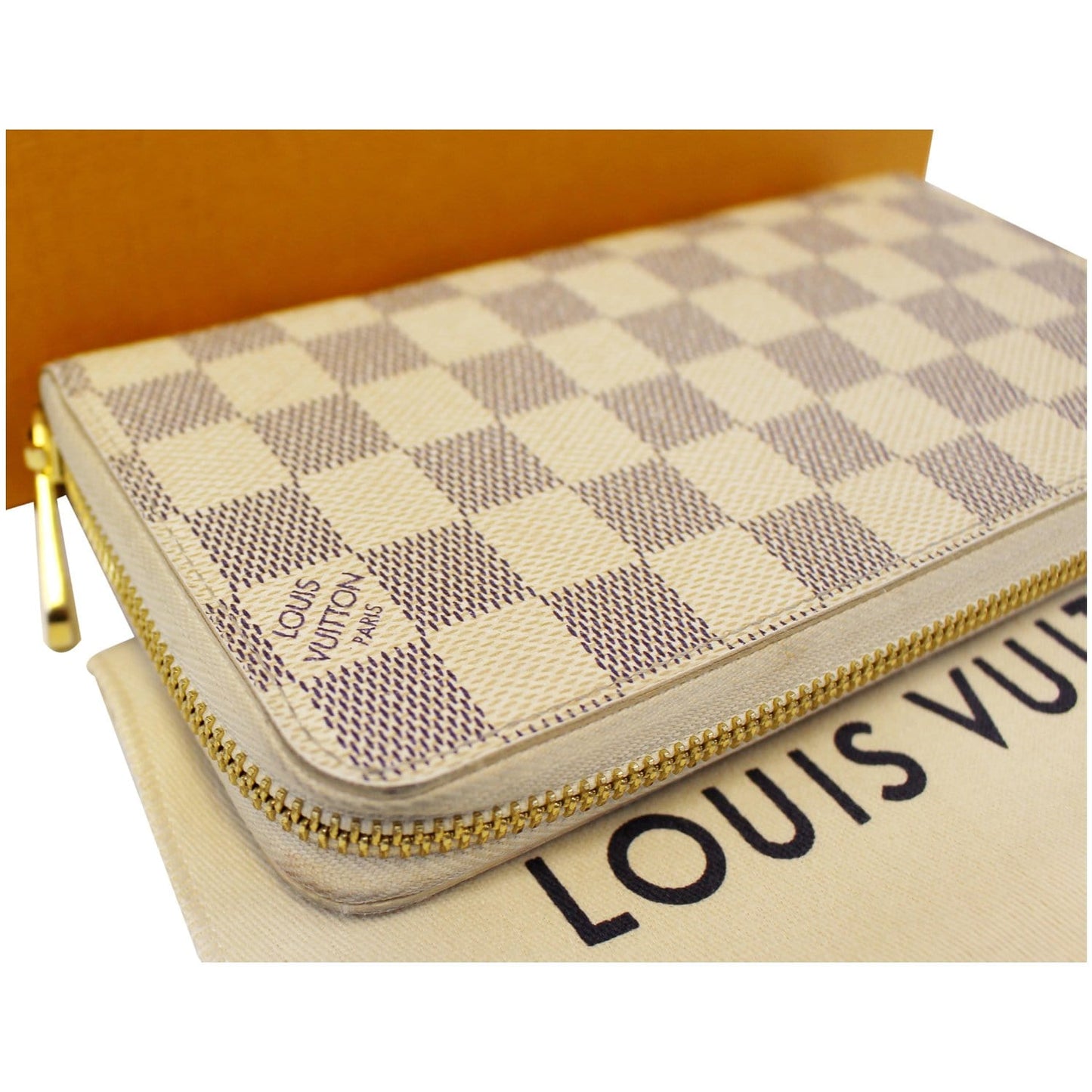 LOUIS VUITTON Damier Azur Zippy Long Wallet White