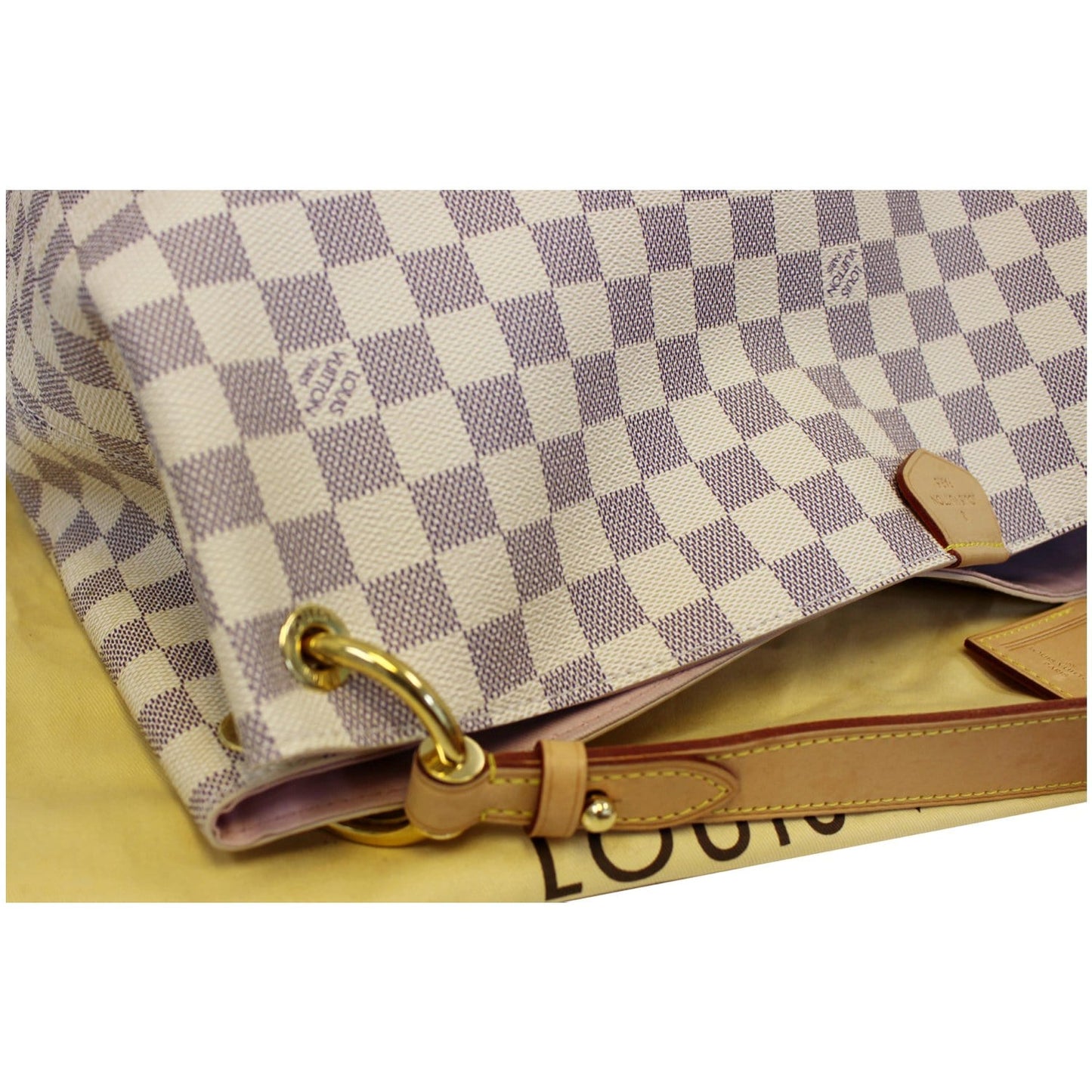 LOUIS VUITTON Graceful MM Damier Azur Shoulder Bag White