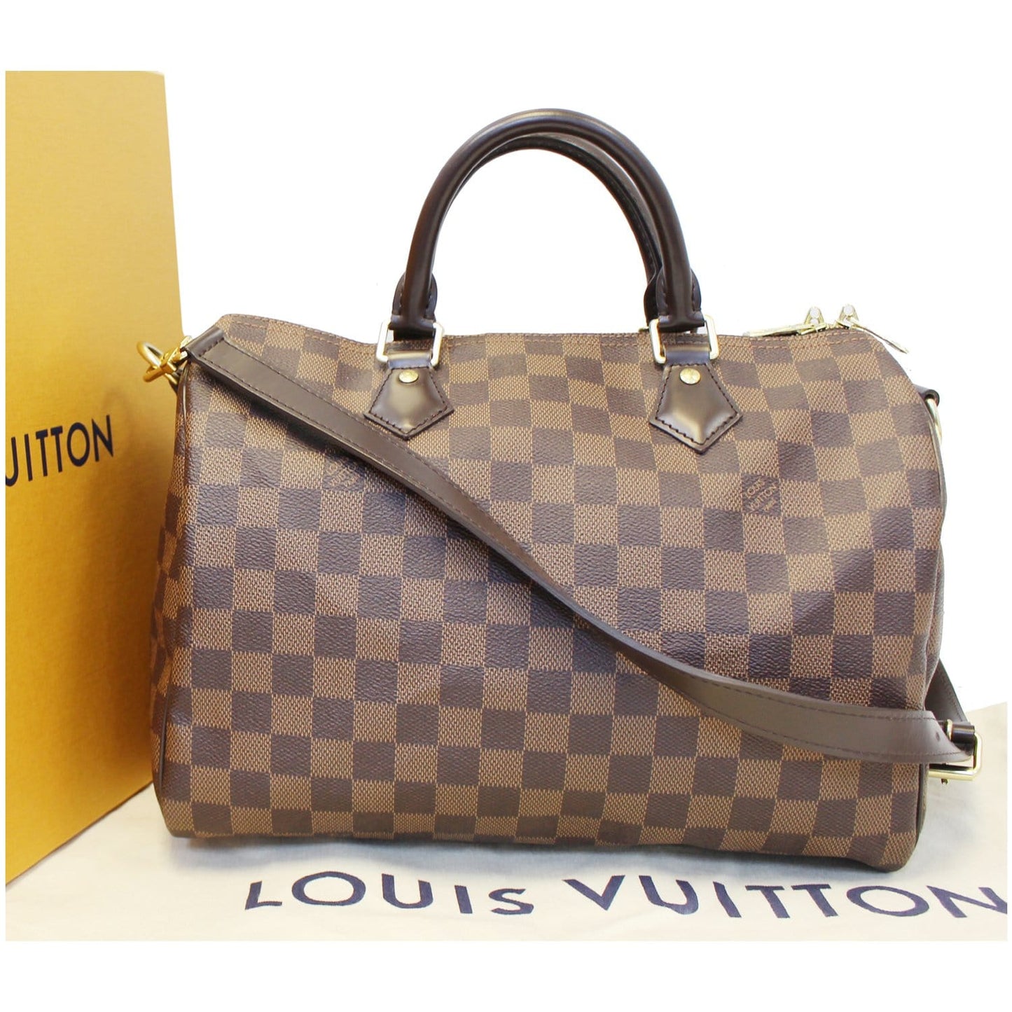 LOUIS VUITTON Speedy 30 Bandouliere Damier Ebene Shoulder Bag Brown