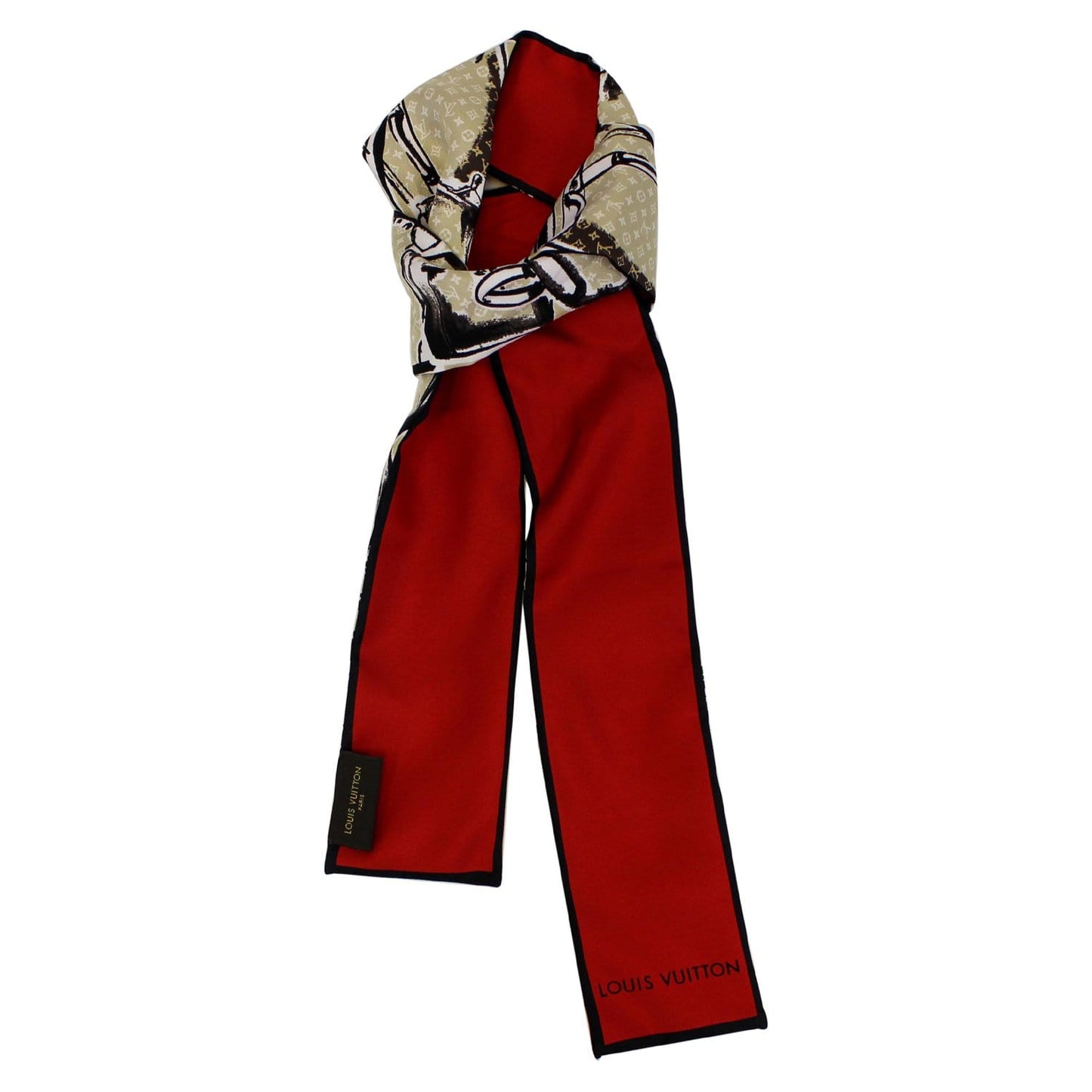 LOUIS VUITTON Silk Monogram Trunks Bandeau Brown/Red