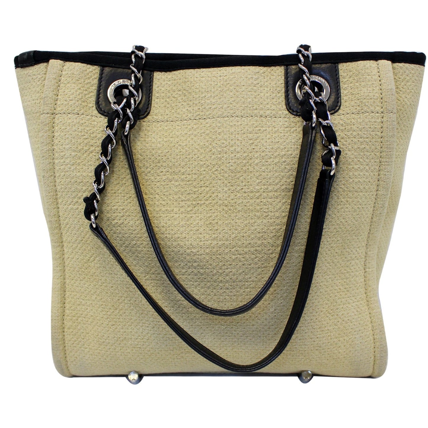 CHANEL Deauville Mini Chian Tote Bag Beige/Black