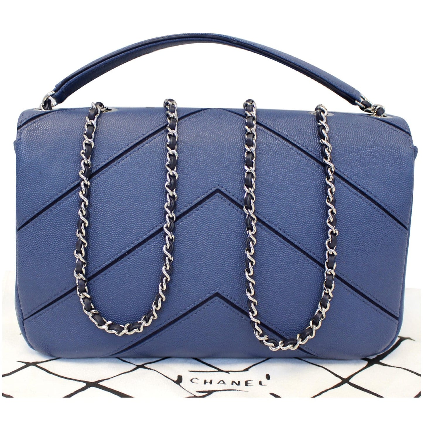 CHANEL CC Chevron Flap Shoulder Crossbody Bag Blue
