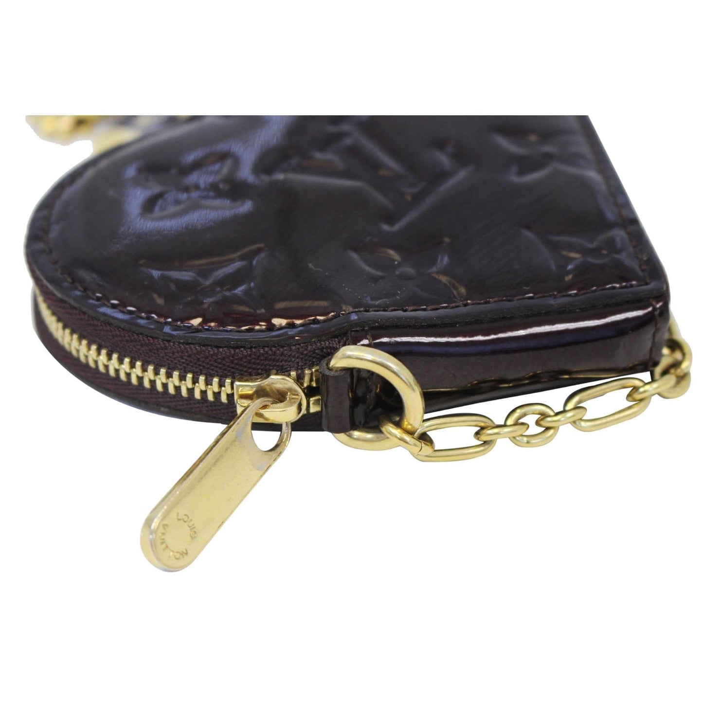 LOUIS VUITTON Heart Monogram Vernis Coin Purse Amarante