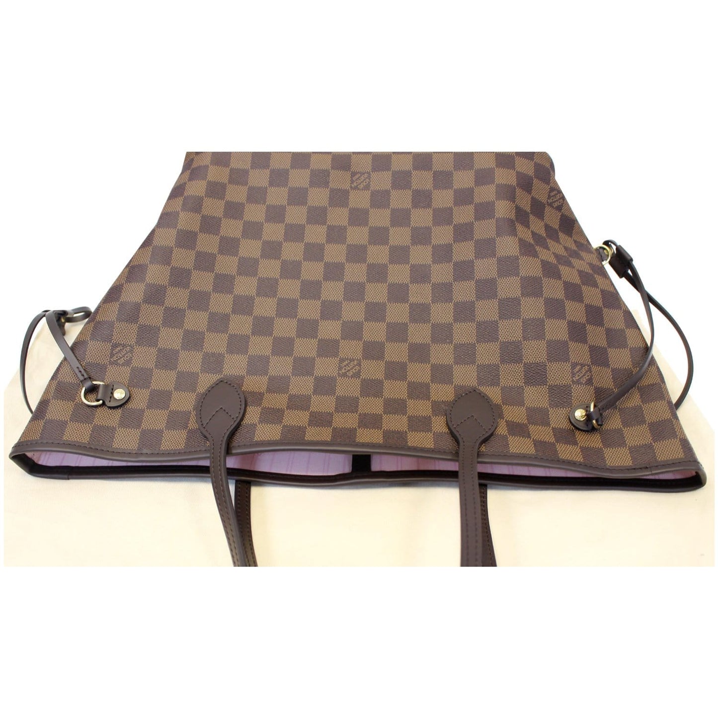 LOUIS VUITTON Neverfull MM Damier Ebene Tote Shoulder Bag Rose Ballerine