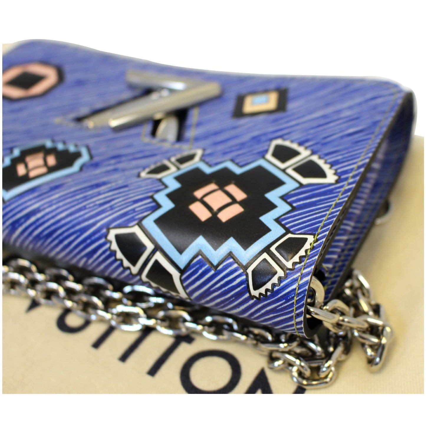 LOUIS VUITTON Twist Chain Denim Wallet Epi Azteque Stickers Crossbody Bag - Last Call