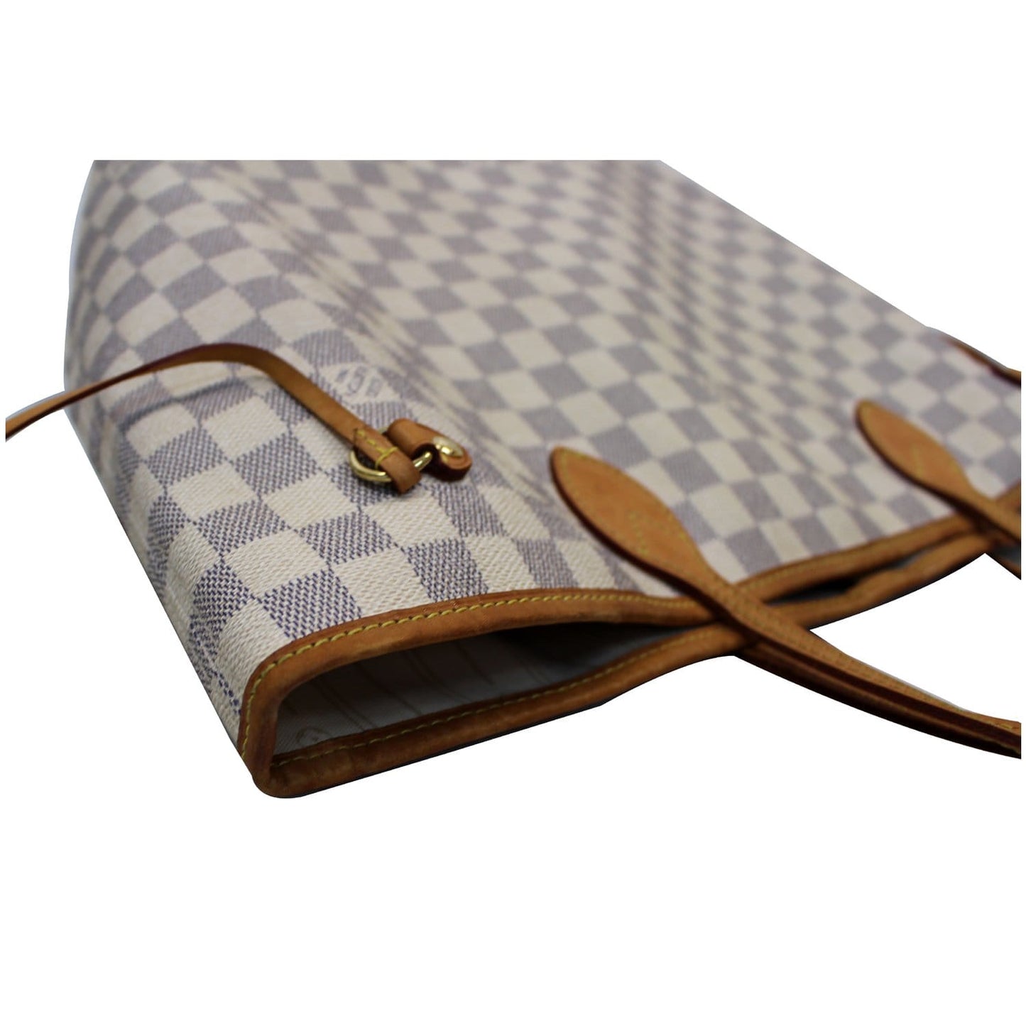 LOUIS VUITTON Neverfull MM Damier Azur Tote Shoulder Bag White