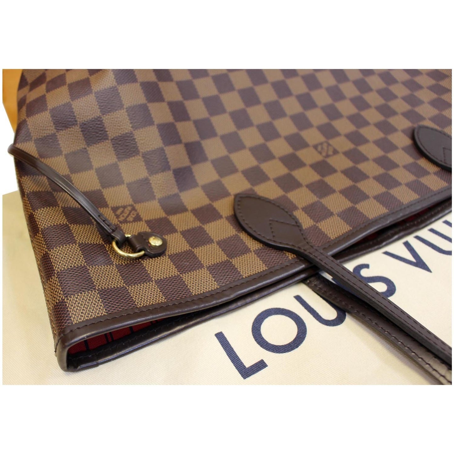 LOUIS VUITTON Neverfull MM Damier Ebene Tote Shoulder Bag Brown