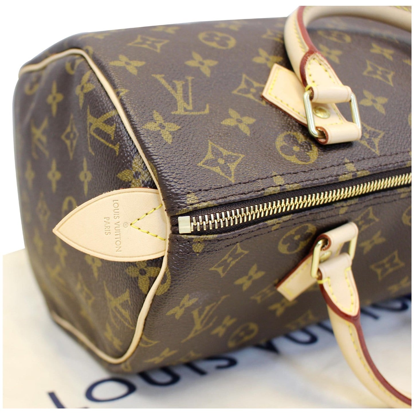 LOUIS VUITTON Speedy 30 Monogram Canvas Satchel Handbag Brown