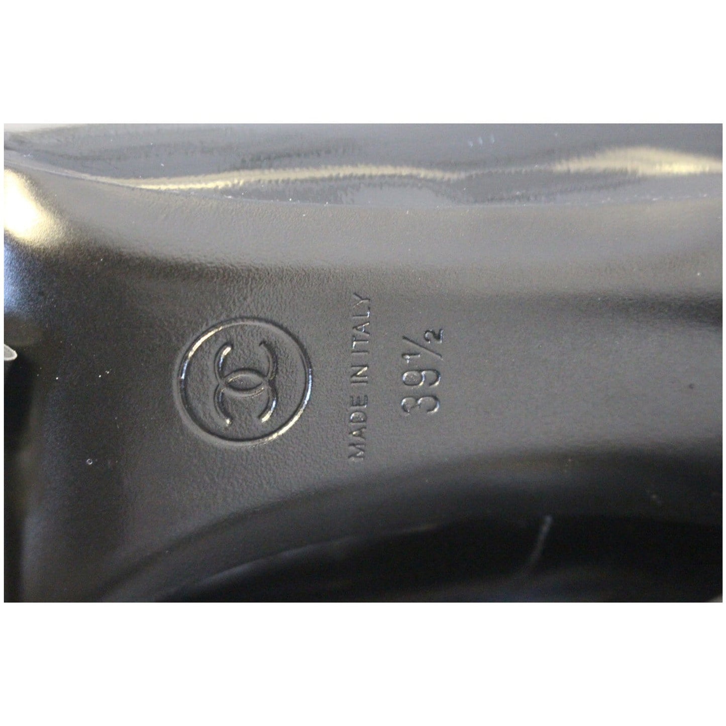 CHANEL Black Leather Open Toe Pumps 39.1/2 Black