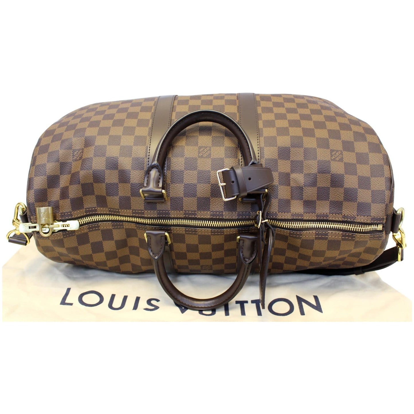 LOUIS VUITTON Keepall 45 Bandouliere Damier Ebene Travel Bag Brown
