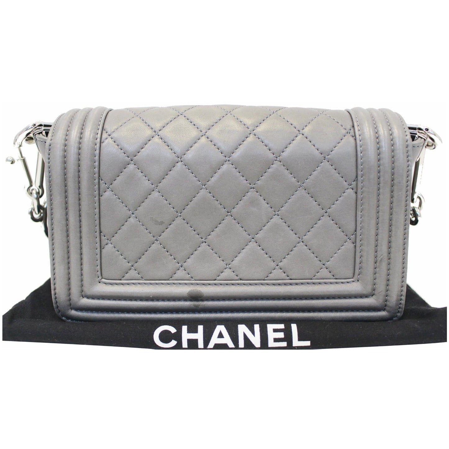 CHANEL Boy Flap with Stingray Lambskin Shoulder Bag Silver