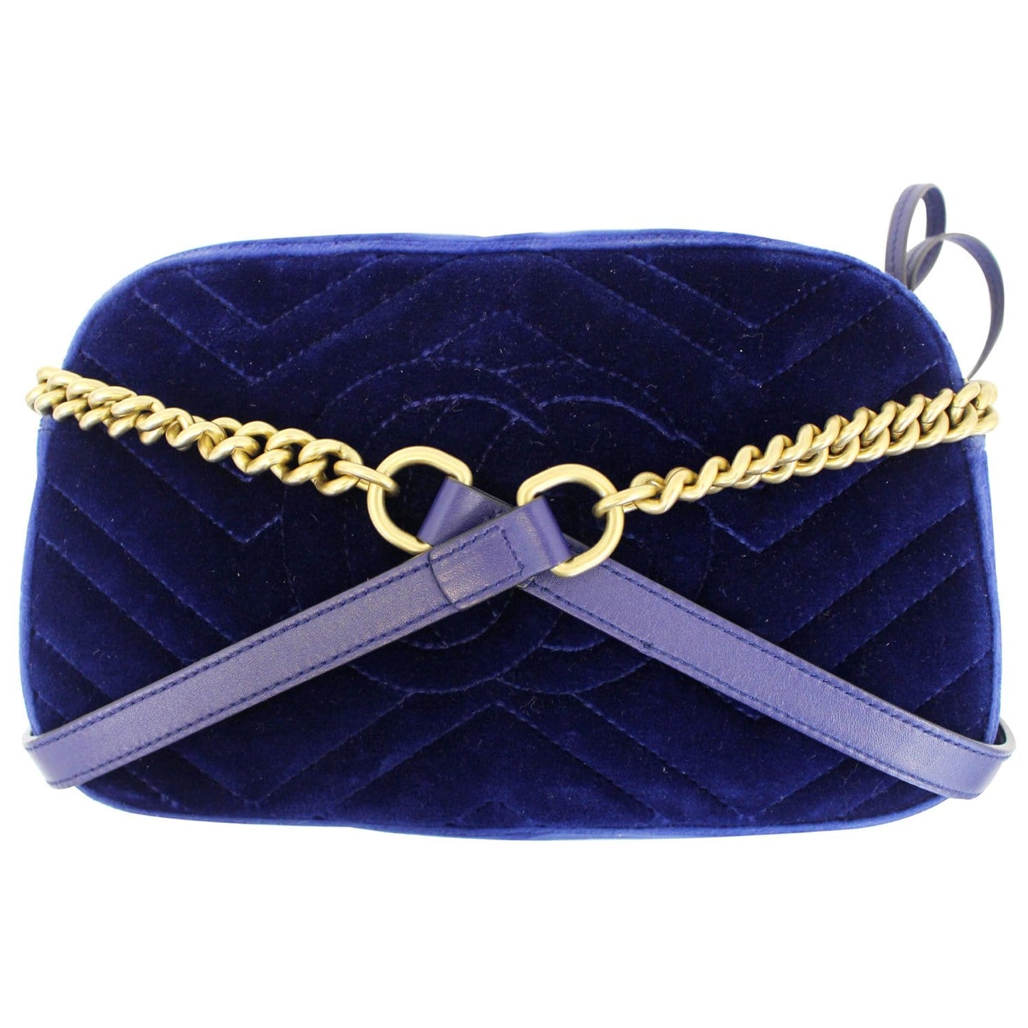 GUCCI GG Marmont Velvet Small Crossbody Bag Cobalt Blue 447632