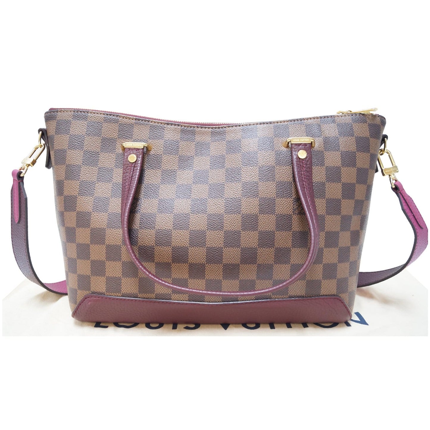 LOUIS VUITTON Hyde Park Damier Ebene Shoulder Bag Fuchsia