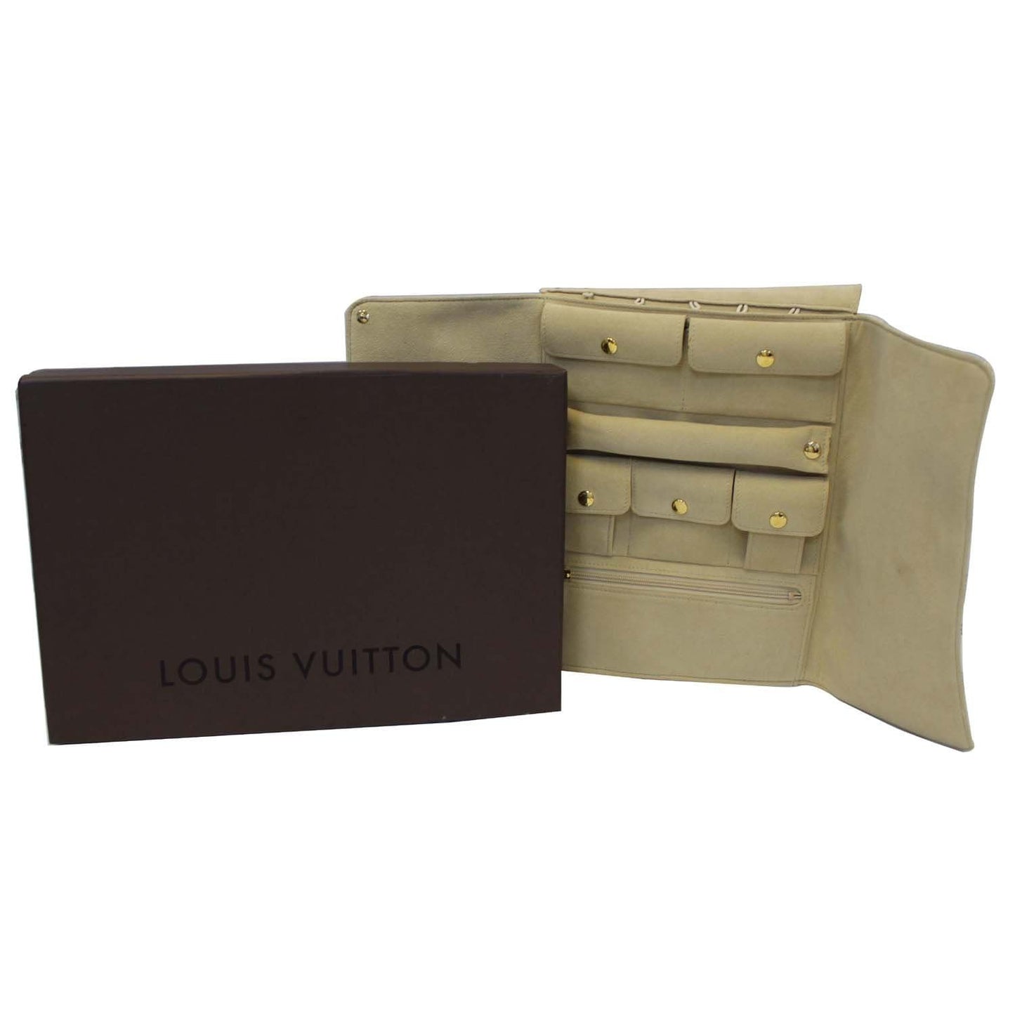LOUIS VUITTON Folding Damier Azur Jewellery Case White