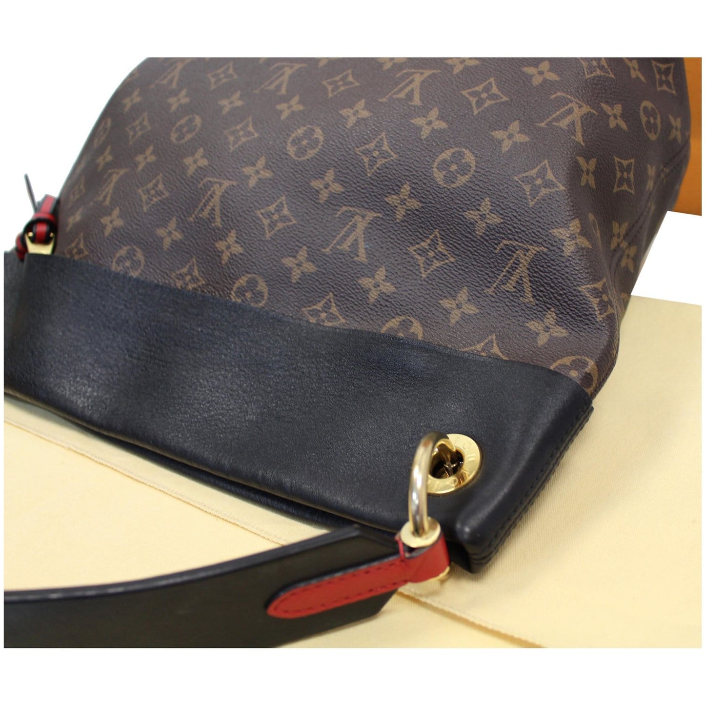 LOUIS VUITTON Tuileries Monogram Canvas Hobo Bag Black