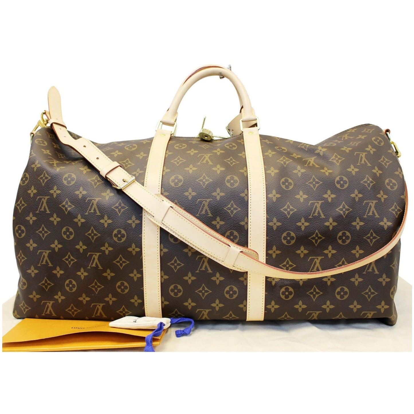 LOUIS VUITTON Keepall 60 Bandouliere Monogram Canvas Travel Bag