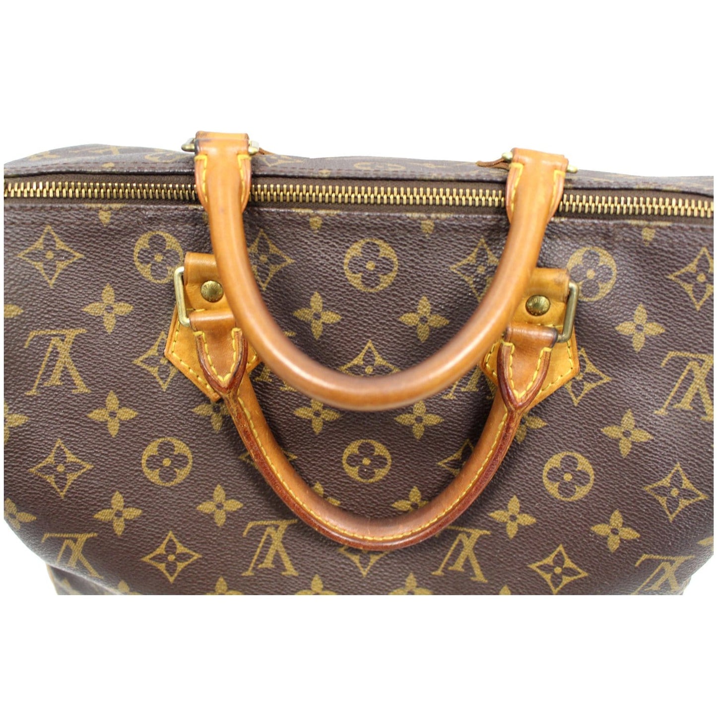 Louis Vuitton Speedy 30 Monogram Canvas Satchel Bag Brown