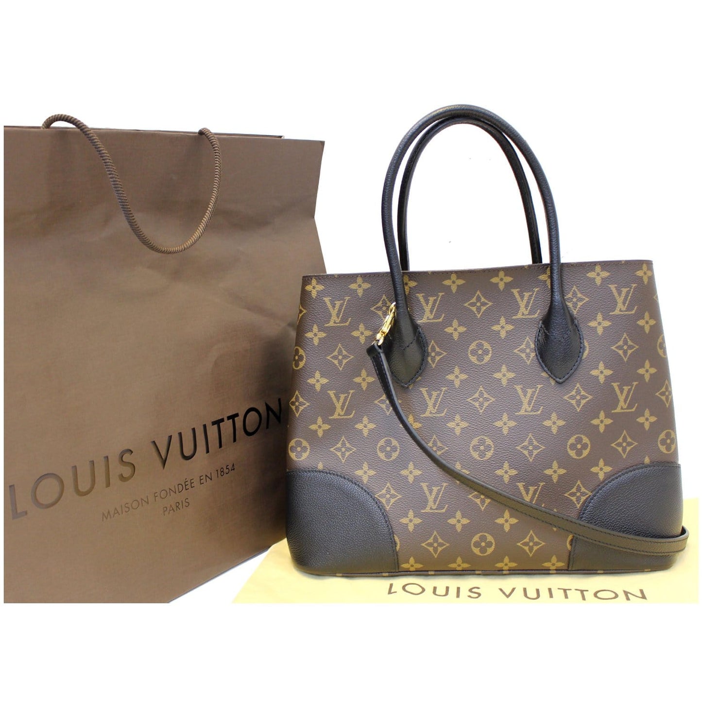 LOUIS VUITTON Flandrin Monogram Canvas Tote Shoulder Bag Brown