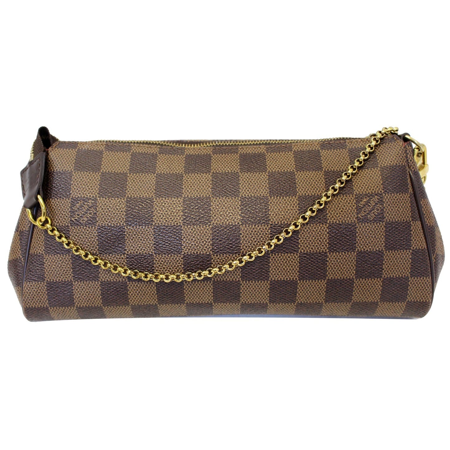 LOUIS VUITTON Pochette Eva Damier Ebene Clutch Crossbody Bag Brown