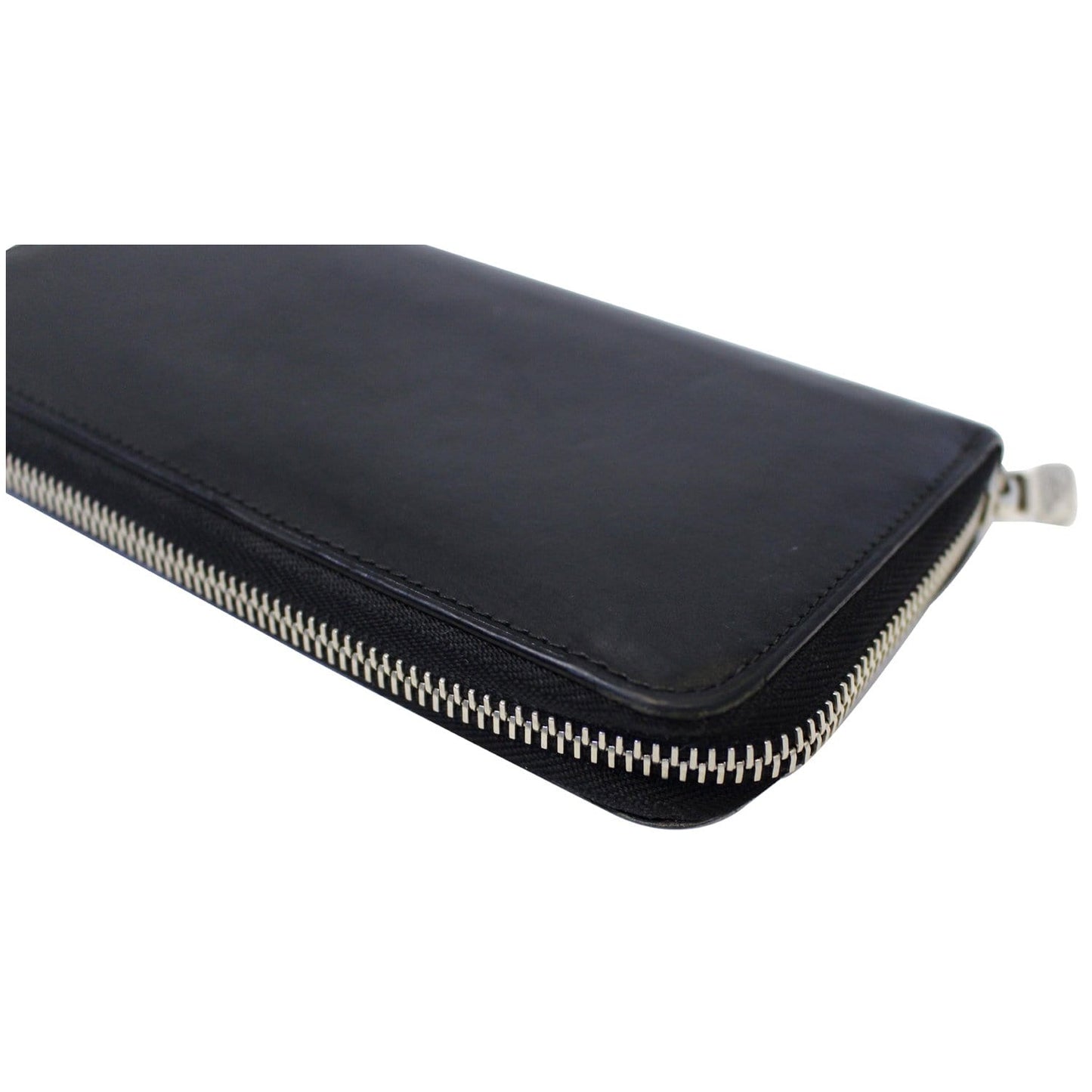 LOUIS VUITTON Zip Around Leather Wallet Black