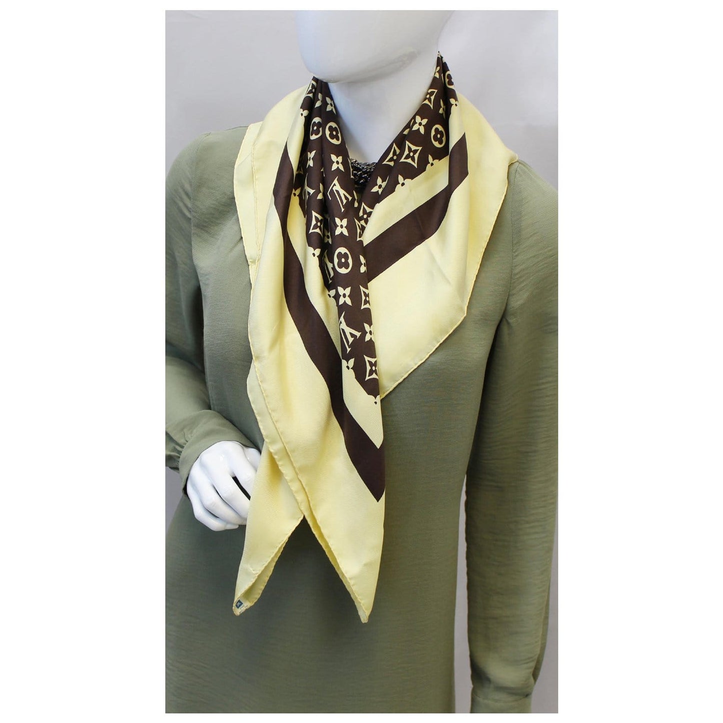 LOUIS VUITTON Silk Monogram Scarf Brown