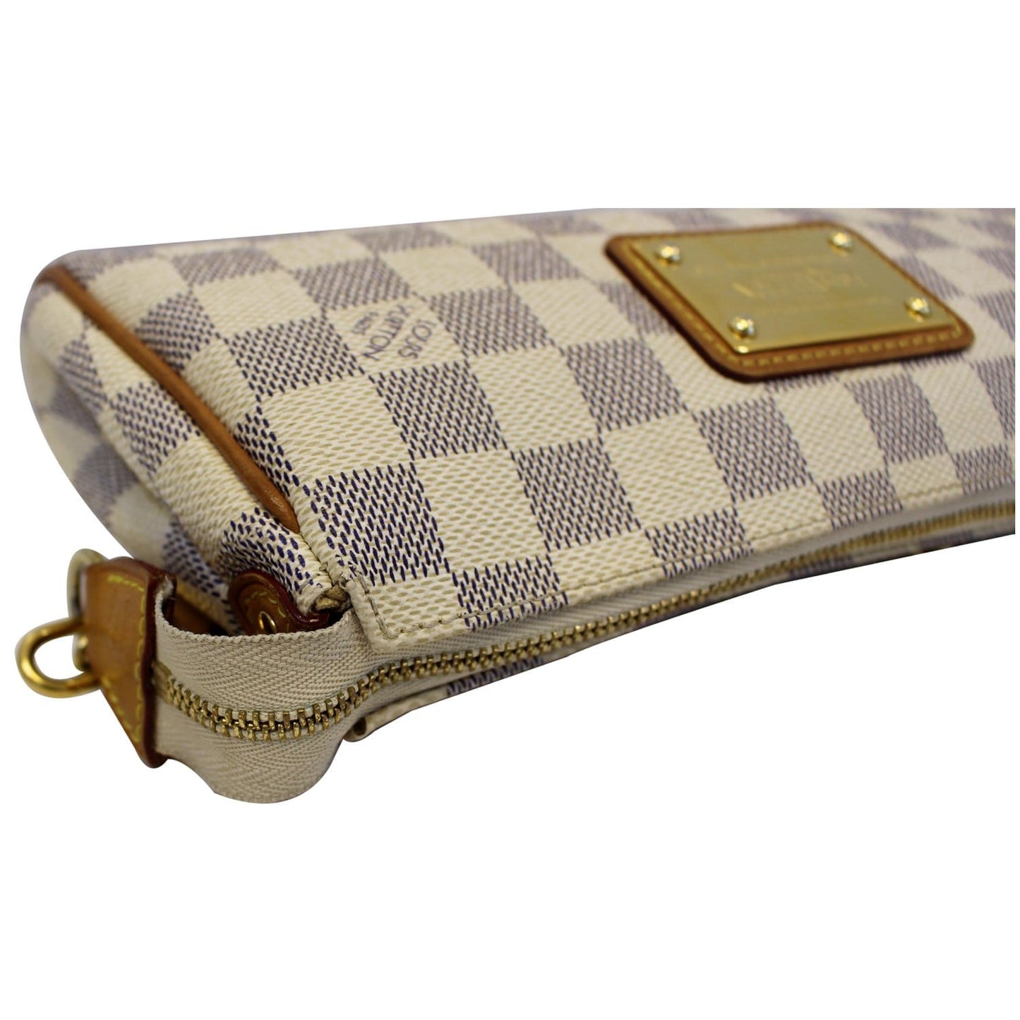 LOUIS VUITTON Pochette Eva Damier Azur Clutch Crossbody Bag White